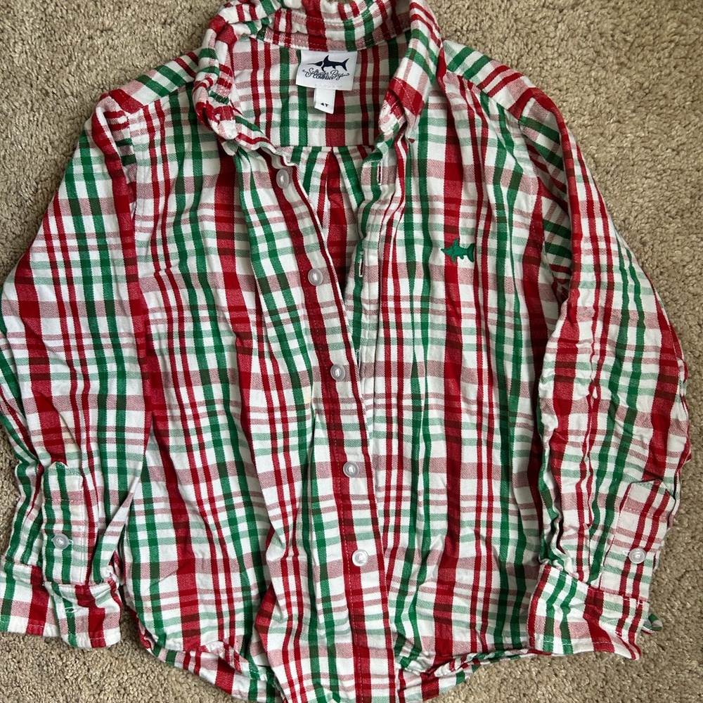Red and Green Plaid Button-Up Shirt